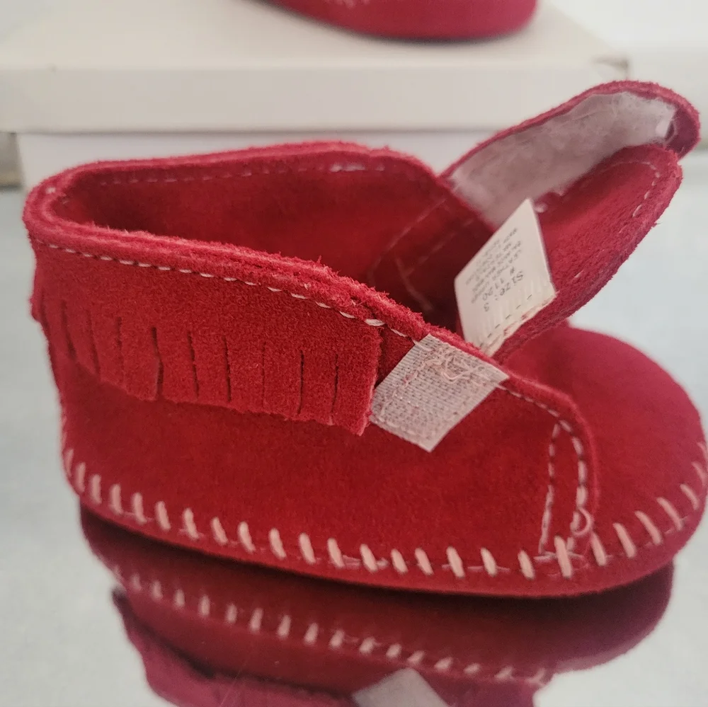 Red Suede Baby Moccasins - Picture 2 of 5